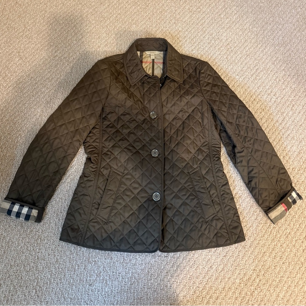 Burberry Brit Olive Jacket with Plaid Lining
